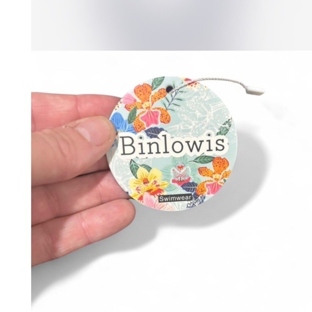 Binlowis Women Floral One Piece Swimsuit Navy Blue Ruffle V-Neck Ruche Small NEW - Picture 6 of 8